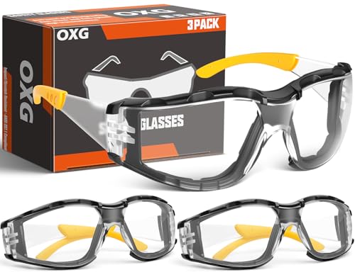 OXG Safety Glasses for Men, ANSI Z87.1 Anti-Fog Impact Resistant Protective Eyewear, Foam Gasket, UV Protection - color: 3-clear-yellow