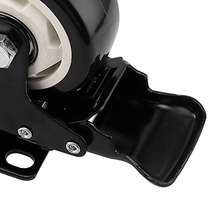 Set of 8 Swivel Caster Wheels, 3 Inch Heavy Duty Plate Caster Wheels, 4 Locking, 4 Fixed Double Ball Bearing Replacement Casters for Furniture, Carts, 200 Lbs Each Wheel, Black