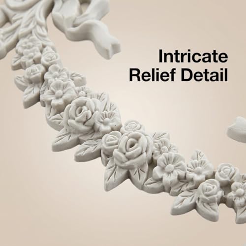 2 PCS Roses & Bow Carved Appliques Onlays,White PVC Appliques for Furniture