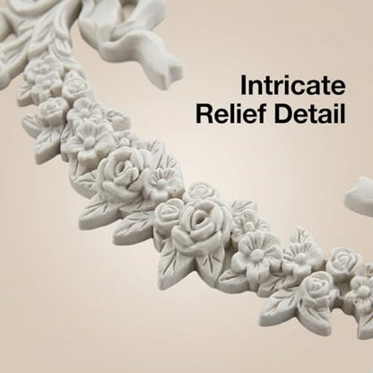 2 PCS Roses & Bow Carved Appliques Onlays,White PVC Appliques for Furniture