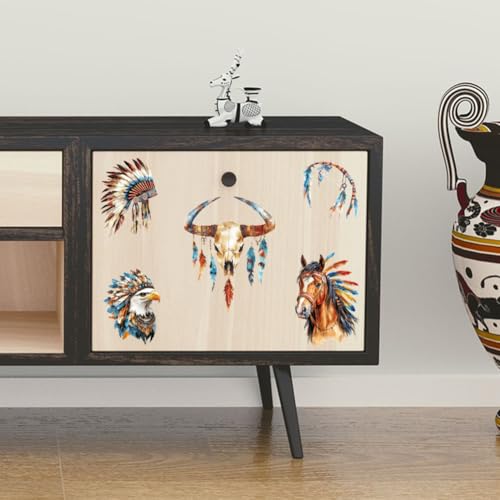 Peacoblue Native American Rub On Transfers for Furniture Craft 6"x12" - style: Indian Native American