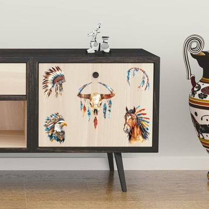 Peacoblue Native American Rub On Transfers for Furniture Craft 6"x12" - style: Indian Native American