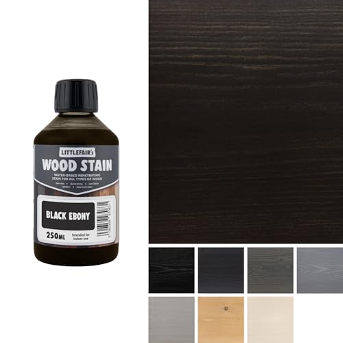Littlefair's Wood Stain Water Based - 8.5oz/250ml - Indoor Furniture Stain Light & Dark Finishes - Special Non Toxic & Eco Friendly Formula - Wood Stain for Crafts - Color: Black Ebony - color: Black Ebony, size: 8.5oz/250ml