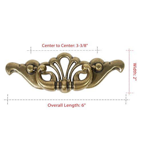 4-Pack Antique Brass Bail Drawer Pulls, 3-3/8 Inch Hole Centers