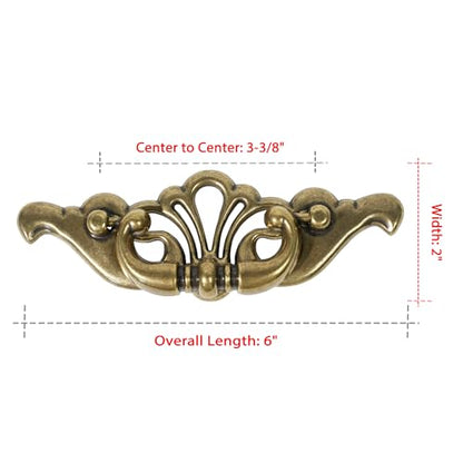 4-Pack Antique Brass Bail Drawer Pulls, 3-3/8 Inch Hole Centers