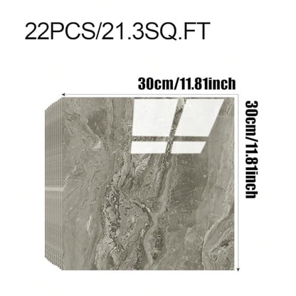 Chejiaye 22pcs Marble Peel and Stick Backsplash Waterproof Washroom Wall Panels, Peel and Stick Tile, PVC Foam Wall Panels for Kitchen,Bathroom,Living Room,Grey (Not Real Tile,11.8" x 11.8") - color: Grey Marble Tiles, size: 11.8" x 11.8" x 22Pack