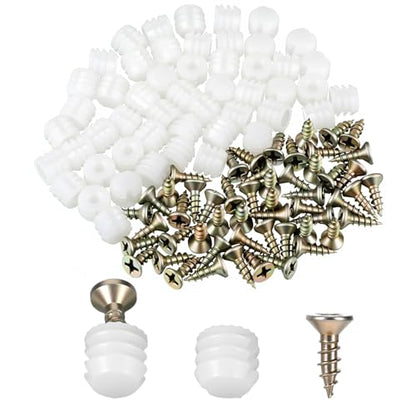 50 Pcs Plastic Dowel Inserts and Mounting Screws for Hinges Plastic Dowels Pre-Inserted Nuts Furniture Fittings for Cabinet Door Connections