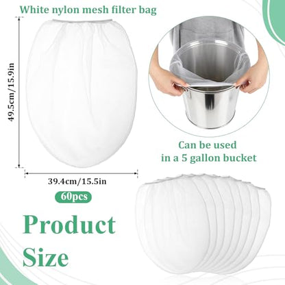 60 Pcs Paint Strainer Bags, 5 Gallon Fine Mesh Filter Bag