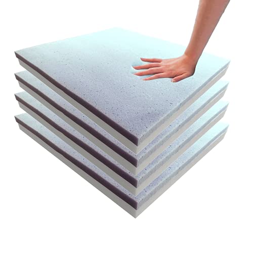 Foamma (4 Pack 2" x 20" x 20" Gel Memory Foam (High Density Base, Used for Chair Cushion Replacement, Dining Chairs, Wheelchair Seat Replacement) - color: Gel Memory Foam, size: 2" x 20" x 20", style: 4 Pack
