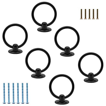 Luomorgo 6 Pcs Matte Black Ring Pull Handle Knobs - color: Matte Black-6pcs
