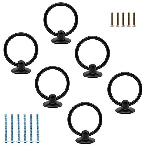 Luomorgo 6 Pcs Matte Black Ring Pull Handle Knobs - color: Matte Black-6pcs