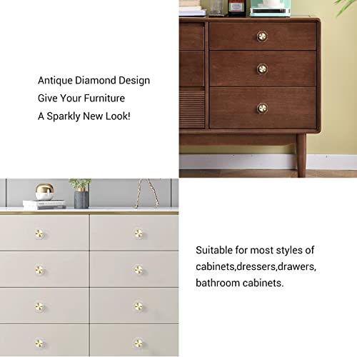 Guank 2-Pack 1-1/4-Inch Gold knob Dresser knobs White Cabinet Glass Crystal knobs Brass Drawer Polygonal Dresser Pulls, Drawer pulls - color: Polygonal-1.2inch, size: 2 Pack
