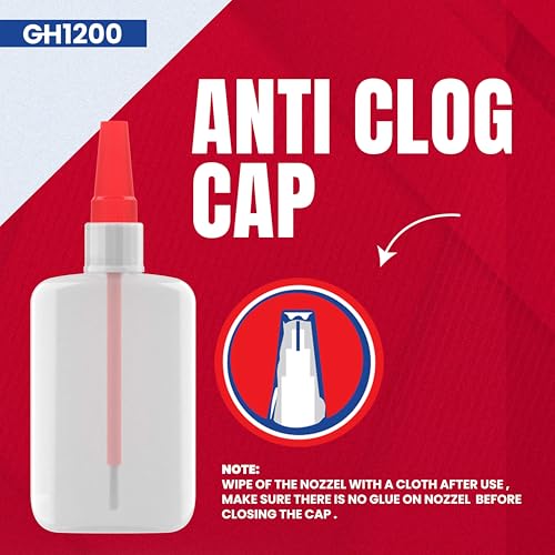 GH1200 (2-in-1) Super Glue with Brush Applicator & Nozzle, Mess Free Superglue Brush, Instant Never Dries, 3000 CPS Ca Glue, No Stain Clear Glue, Super Glue for Plastic, Rubber & More - style: 20g Super Glue Brush & Nozzle