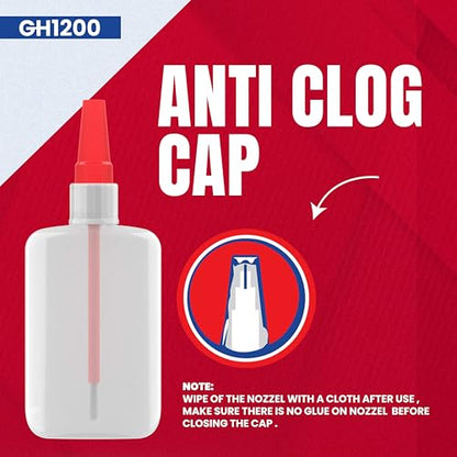 GH1200 (2-in-1) Super Glue with Brush Applicator & Nozzle, Mess Free Superglue Brush, Instant Never Dries, 3000 CPS Ca Glue, No Stain Clear Glue, Super Glue for Plastic, Rubber & More - style: 20g Super Glue Brush & Nozzle
