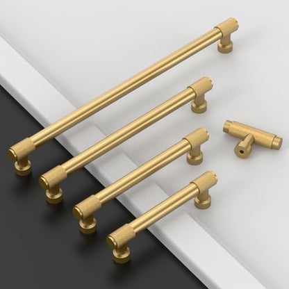 Amerdeco 10 Pack Champagne Bronze Knurled Cabinet Pulls 3-3/4 Inch(96mm) Hole Center Kitchen Cabinet Handles Drawer Pulls Cabinet Hardware ZH034 - color: Champagne Bronze, size: 3.75"/96mm Hole Center