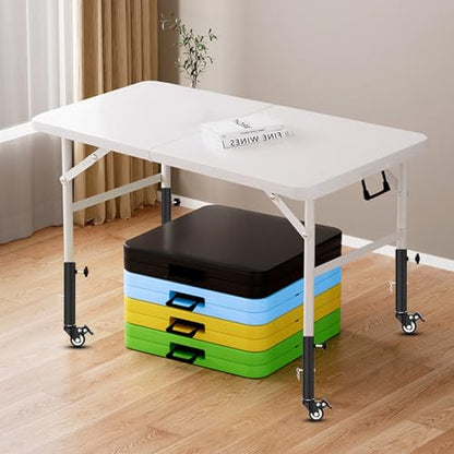 Table Leg Extender with Casters Adjustable 6.3"-7.9" Height 4 Pack