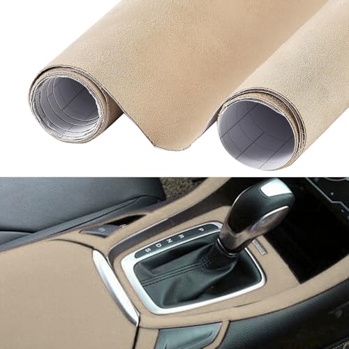 Suede Fabric Car Vinyl Wrap Sticker Sheet, 29.53"x60", Beige - color: Beige, size: 29.53" x 60"