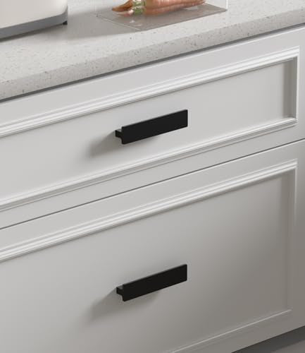 Goldenwarm 10 Pack 3-3/4" Black Cabinet Handles Matte Black Drawer Pulls - color: Black, size: 3-3/4in Hole Centers
