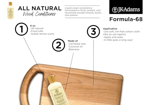 JK Adams Formula 68 Wood Conditioner, 8 oz Bottle, Butcher Block Conditioner, Cutting Board Conditioner, Wood Cutting Board Cleaner, Cutting Board Cream, Wood Treatment - size: 8"L x 10"W