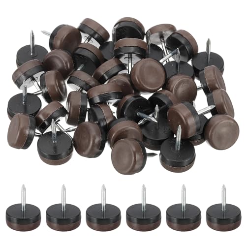 PATIKIL 0.8" Dia Chair Slides, 40 Pcs Nail on Furniture Glides Chair Leg Floor Protectors for Wooden Furniture, Table Feet, Carpet and Hardwood, Brown - color: Brown, size: 0.8"