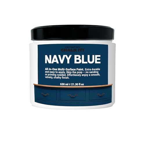 CHALK IT! All-in-One Multi-Surface Chalk Paint for Furniture & Cabinets - No Sanding, No Primer, Built-In Top Coat Water-Based, Low-Odor, Fast-Drying, Matte Finish (Navy Blue) - color: Navy Blue