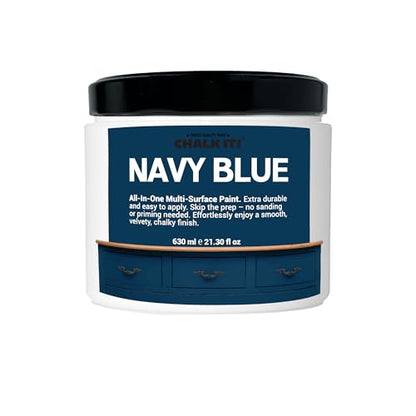 CHALK IT! All-in-One Multi-Surface Chalk Paint for Furniture & Cabinets - No Sanding, No Primer, Built-In Top Coat Water-Based, Low-Odor, Fast-Drying, Matte Finish (Navy Blue) - color: Navy Blue