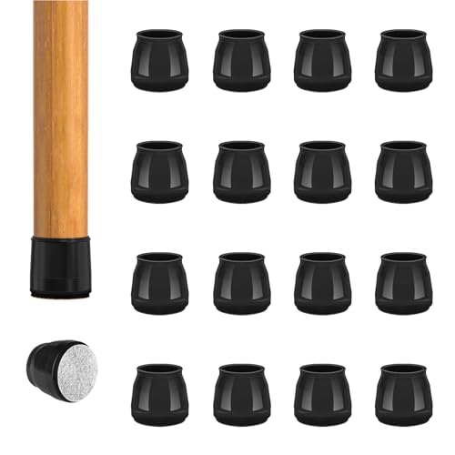 BAIPOK 16Pcs Round Chair Leg Floor Protectors for Hardwood Floors - color: Black-16pcs, size: Universal XS(0.70''-0.90'')