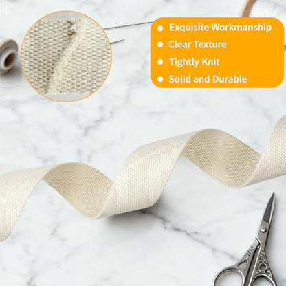 Natural Heavy Cotton Webbing 1-1/2 Inch, 12 Yards Cotton Webbing Strap for Rug Binding Trim, Seam Reinforcement & Homemade Cloth Belt Supplies - size: Width: 1-1/2 Inch
