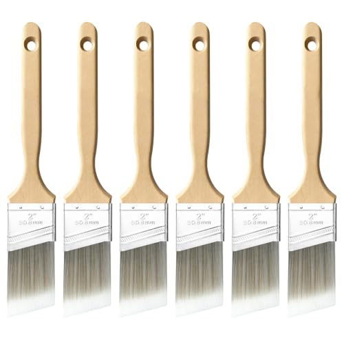 Great Andrew 6 Pack 2-inch Angle Paint Brushes, Wood Handle - size: 6 PCS, 2-In