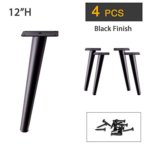 Slant Furniture Metal Legs - Set of 4 New (Black 12" H) - color: Slant -Black 12"h