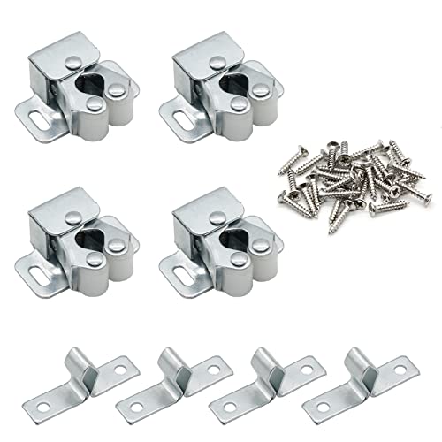 Double Roller Catch with Spear, Silver, 4 Pack - color: Silver