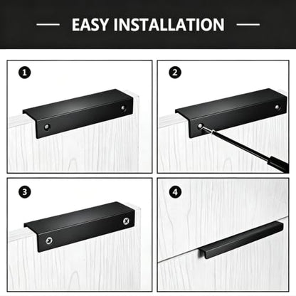 15.75 Inch Finger Pull 6Pcs, 12.6 Inch Hole Centers, Aluminum Alloy, Black - color: Black, size: 400mm/15.7", style: Straight Edge