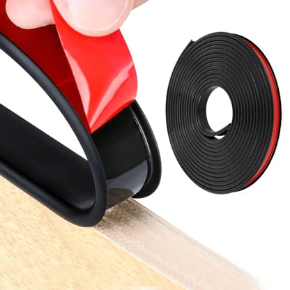 16.4FT U-Shape Plywood Edge Banding, 3/4 inch Rubber U Channel Edge Trim Self Adhesive Edge Protector for Veneer Countertop Table Cabinet Repair Furniture (15mm, Black)