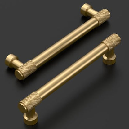 Amerdeco 10 Pack Champagne Bronze Knurled Cabinet Pulls 6.3 Inch(160mm) Hole Center Kitchen Cabinet Handles Drawer Pulls Cabinet Hardware ZH034 - color: Champagne Bronze, size: 6.25"/160mm Hole Center