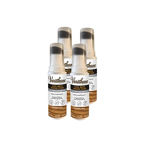 Varathane Less Mess Golden Oak Wood Stain & Applicator - color: Golden Oak, size: 4 Ounce (Pack of 4)