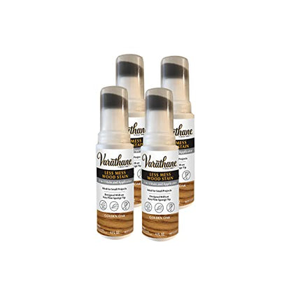 Varathane Less Mess Golden Oak Wood Stain & Applicator - color: Golden Oak, size: 4 Ounce (Pack of 4)