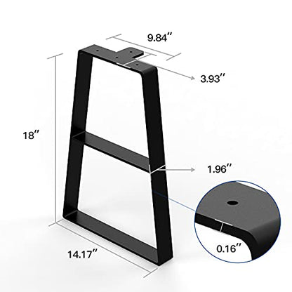 Orgerphy 18” Black Trapezoid Metal Bench Legs (2PCS) | Heavy duty Furniture legs for Bench| Metal Table Legs| with Screws and 4pcs Rubber Floor Protectors | Mid Century Modern Desk Legs Furniture Legs - size: 18 Inch