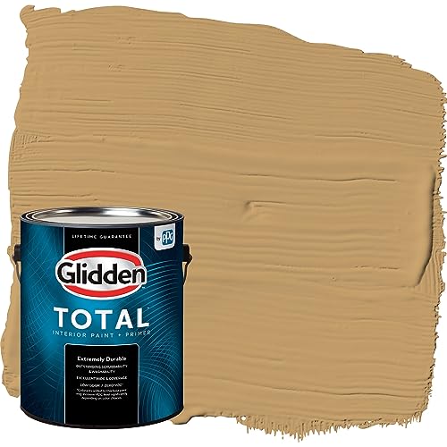 Glidden Total Interior Wall Paint & Primer All-in-One, Welcome Home/Yellow, Flat, 1 Gallon - color: Welcome Home, size: 128 Fl Oz (Pack of 1)