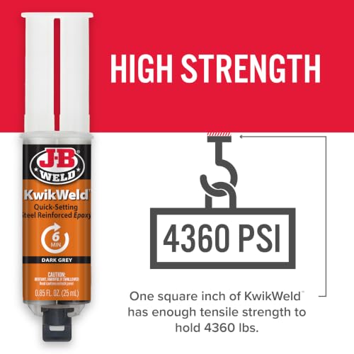 J-B Weld 6 Minute Set Epoxy KwikWeld, High Strength, Waterproof, 2 Pack, Dark Grey, 50176-2 - size: 25ml - 2 Pack