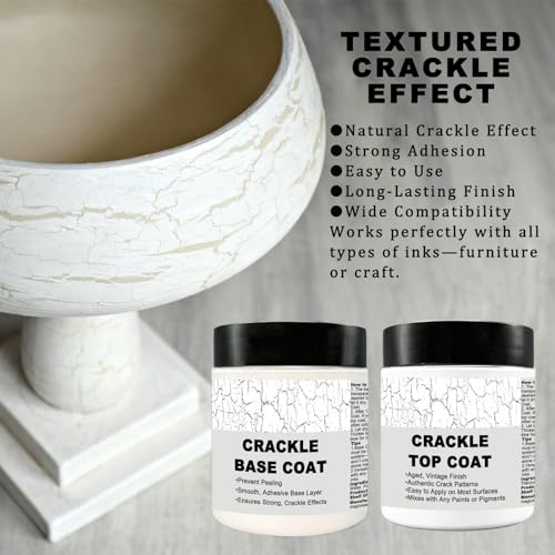 Crackle Paste & Metallic Acrylic Paints Set for Wood/Canvas/Furniture - color: Crackle Paste+Metallic Paints +Tools