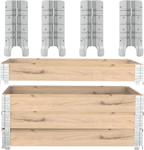8" Pallet Collar Hinges for Raised Garden Bed Brackets 8 PCS – Heavy Duty Corner Connectors for Stackable Wooden Raised Flower Beds, Storage Boxes Corner Brackets with Removable Pin