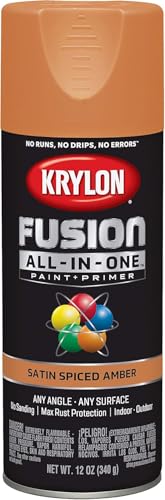 Krylon Fusion All-In-One Adhesive Spray Paint for Indoor/Outdoor Use, 12 oz, Spiced Amber - color: Spiced Amber, size: 12 Ounce (Pack of 1), style: Satin