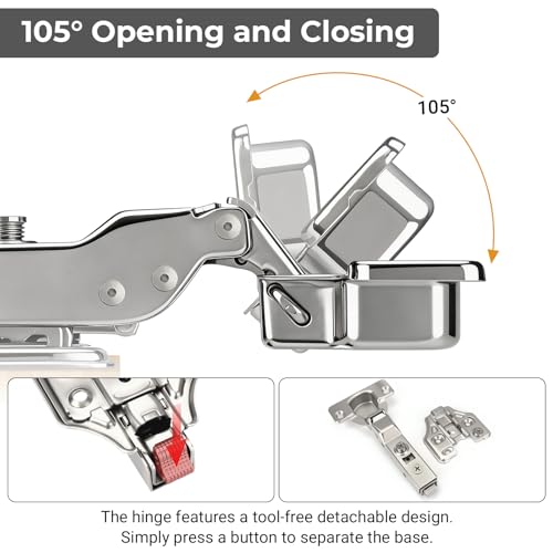 4 Pack 35mm Soft Close Full Overlay Cabinet Hinges, 3D Hydraulic - size: Full Overlay