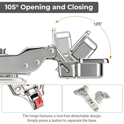 4 Pack 35mm Soft Close Full Overlay Cabinet Hinges, 3D Hydraulic - size: Full Overlay