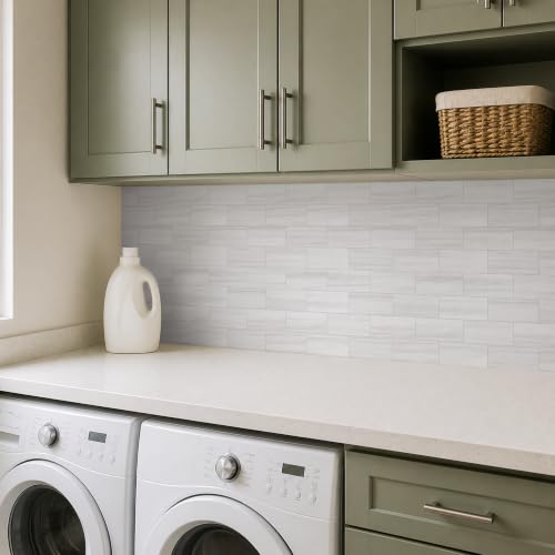 StyloVue 100 Pieces Peel and Stick Backsplash for Kitchen, 3" x 6" PVC Subway Tile 2026 Upgraded Dolomite Mist Backsplash Stick on Tile Elevate Kitchen Fireplace RV - color: Dolomite Mist