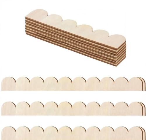 12 Pack Unfinished Scalloped Decorative Wood Trim, 15.75 x 1.57 Inch, for Home Wall Cabinet Shelf Window Door