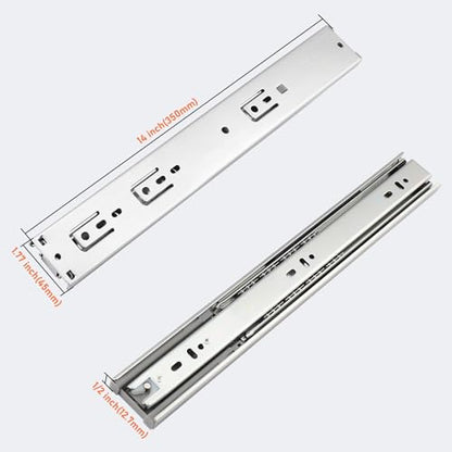 Probrico 1 Pair 14 Inch Rear/Side Mount Drawer Slides with Rear Mounting Brackets, Heavy Duty Ball Bearing Soft Close Drawer Glides, 3 Folds Full Extension Dresser Drawer Runners - size: 14 Inch