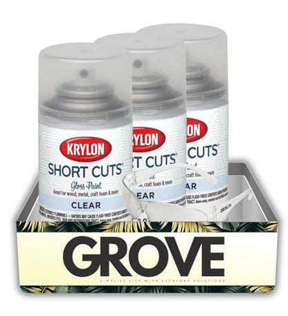 3x Krylon Short Cuts Gloss Clear Coat Spray Paint for Plastic & More 3 Oz Bundle With Safety Glasses – Fast-Drying Indoor Enamel For Crafts, Wood, and Metal – Inverted Spray – Gift Set (4 Items)