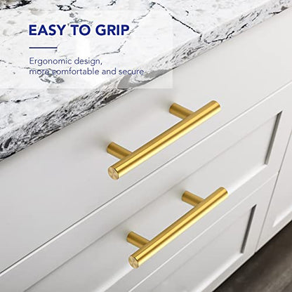 Ravinte Hardware Gold Cabinet Handles Drawer Pulls 3 Inch CC 25 Pack - color: Gold T-Shaped, size: 3" Hole Center