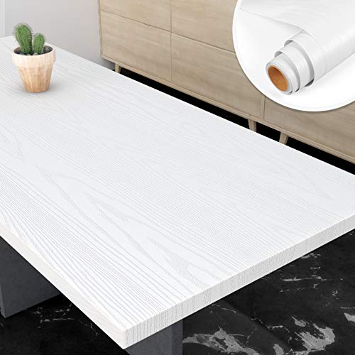 Yenhome 24"X393" White Wood Contact Paper for Countertops Wood Grain Contact Paper Peel and Stick Countertops Cover Wood White Contact Paper Self Adhesive Wood Wallpaper for Kitchen Cabinet Vinyl Wrap - size: 24" x 393"